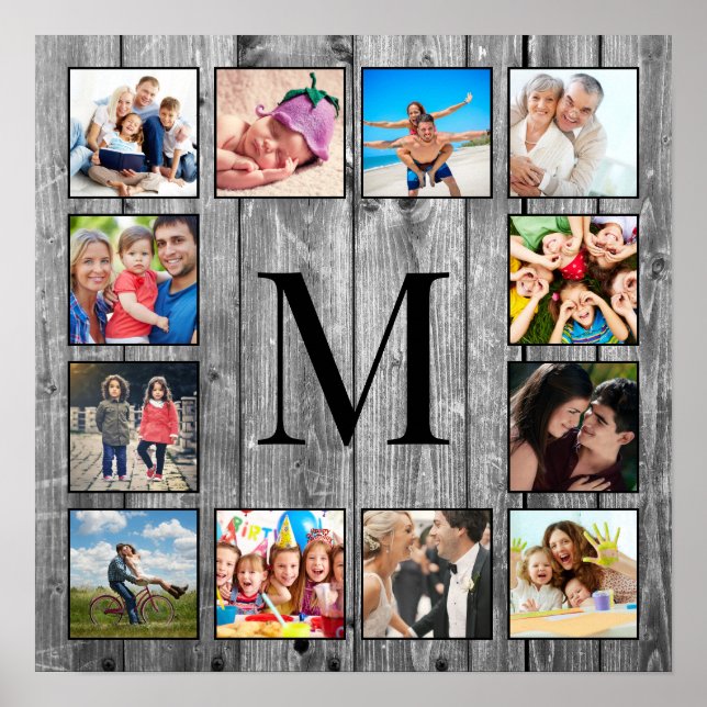 Create Your Custom Photo Collage Rustic Farmhouse Poster (Front)