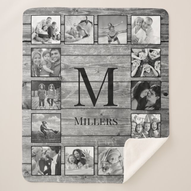 Create Your Custom Photo Collage Rustic Farmhouse Sherpa Blanket (Front)