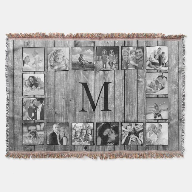 Create Your Custom Photo Collage Rustic Farmhouse Throw Blanket (Front)