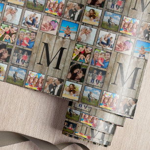 Create Your Custom Photo Collage Rustic Farmhouse Wrapping Paper