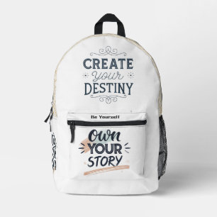 Create Your Destiny & Own Your Story Motivational  Printed Backpack