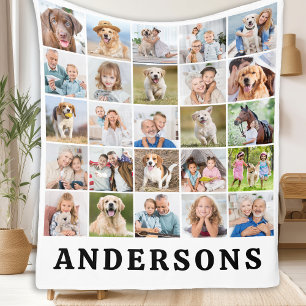 Create Your Family Custom Cute 25 Photos Collage Fleece Blanket