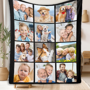 Create Your Family Photo Collage Simple 12 Picture Fleece Blanket