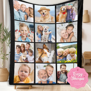 Create Your Family Photo Collage Simple 12 Picture Sherpa Blanket