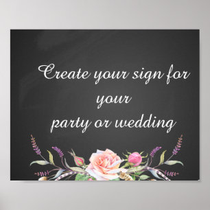 create your floral chalkboard  party sign