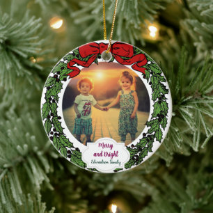 Create your Merry and Bright family christmas Ceramic Tree Decoration