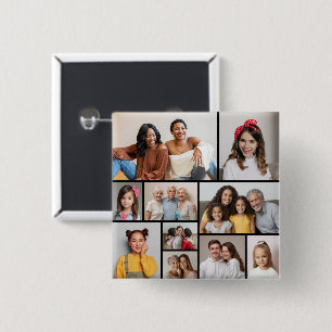Create Your Own 10 Photo Collage 15 Cm Square Badge