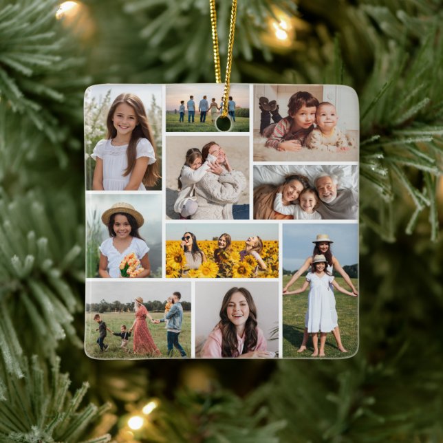 Create Your Own 10 Photo Collage Ceramic Ornament (Tree)