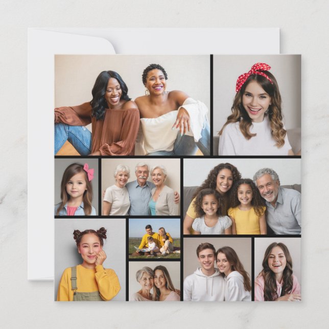 Create Your Own 10 Photo Collage Greeting Card (Front)