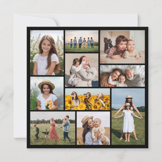 Create Your Own 10 Photo Collage Greeting Card (Front)