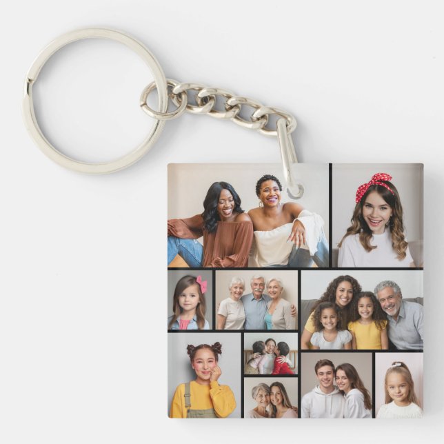 Create Your Own 10 Photo Collage Key Ring (Front)