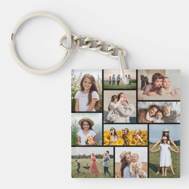 Create Your Own 10 Photo Collage Key Ring (Front)