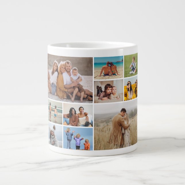 Create Your Own 10 Photo Collage Large Coffee Mug (Front)