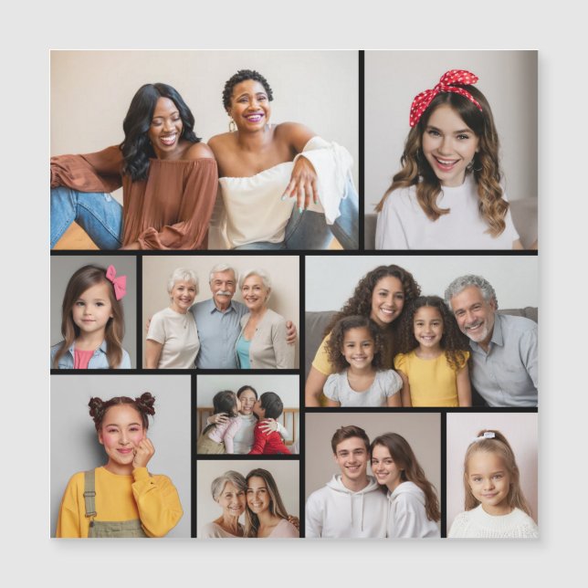 Create Your Own 10 Photo Collage Magnetic Card (Front)