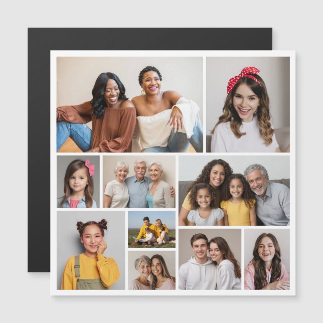 Create Your Own 10 Photo Collage Magnetic Card (Front/Back)