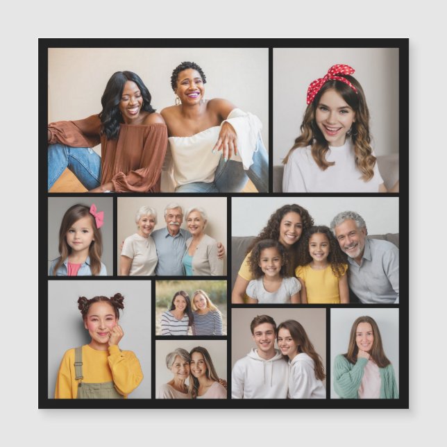 Create Your Own 10 Photo Collage Magnetic Card (Front)