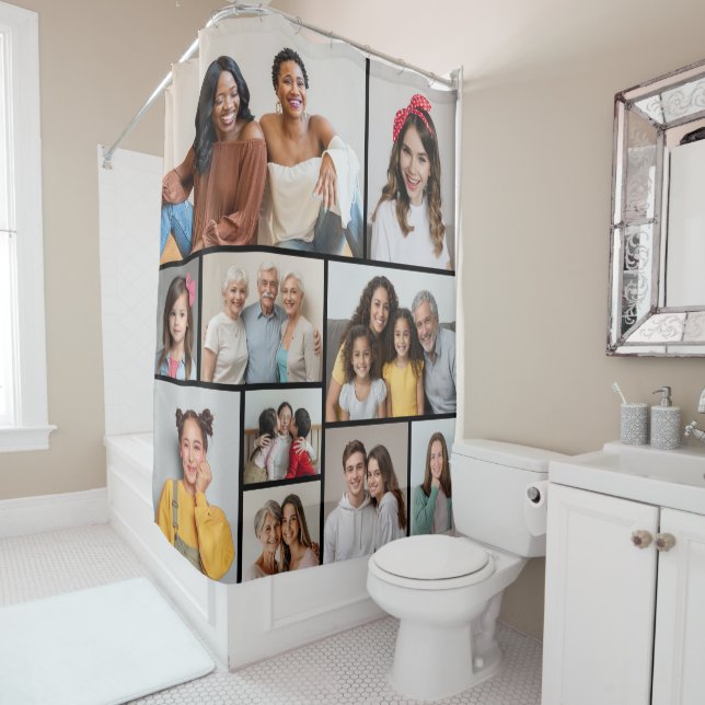 Create Your Own 10 Photo Collage Shower Curtain (In Situ)