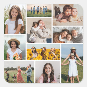 Create Your Own 10 Photo Collage Square Sticker
