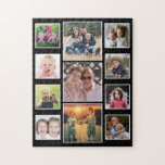 Create Your Own 11 Family Photo Collage Black Jigsaw Puzzle<br><div class="desc">Family photo collage puzzle to personalize with 11 favorite photos.</div>