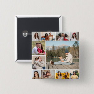 Create Your Own 11 Photo Collage 15 Cm Square Badge