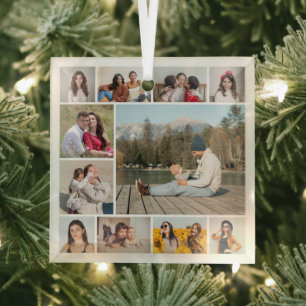 Create Your Own 11 Photo Collage Glass Tree Decoration