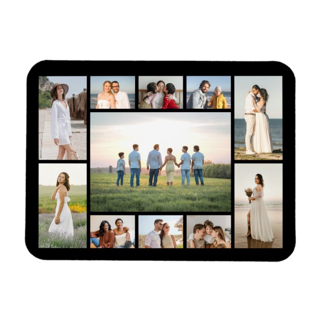 Create Your Own 11 Photo Collage Greeting Magnet (Horizontal)