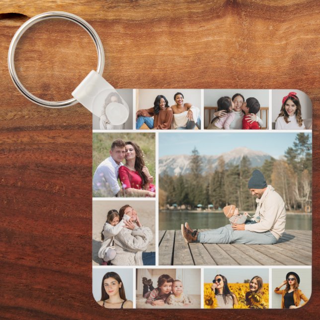 Create Your Own  11 Photo Collage Key Ring (Front)