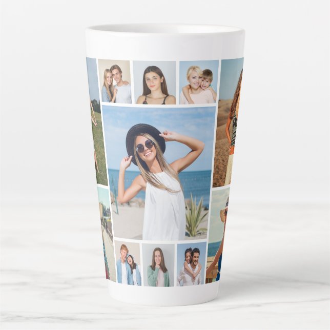 Create Your Own 11 Photo Collage Latte Mug (Front)