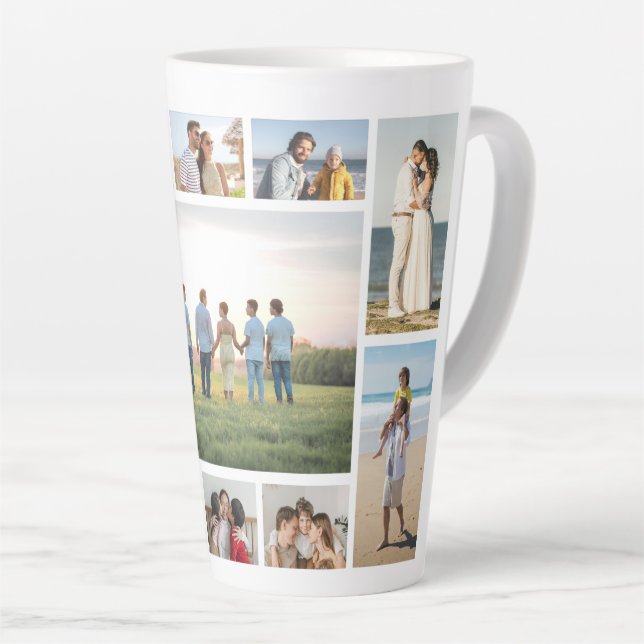 Create Your Own 11 Photo Collage Latte Mug (Right Angle)