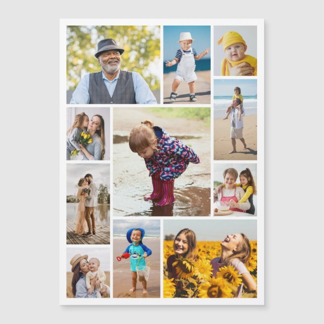 Create Your Own 11 Photo Collage Magnetic Card (Front)