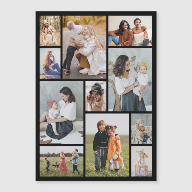Create Your Own 11 Photo Collage Magnetic Card (Front)