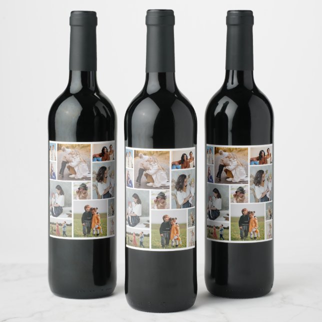 Create Your Own 11 Photo Collage Wine Label (Bottles)