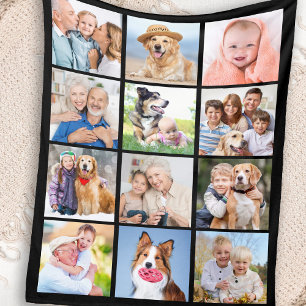 Create Your Own 12 Custom Simple Photo Collage Fleece Blanket