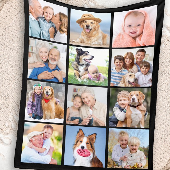 Create Your Own 12 Custom Simple Photo Collage Fleece Blanket (Creator Uploaded)