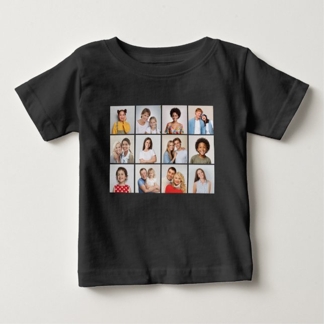 Create Your Own 12 Photo Collage Baby T-Shirt (Front)