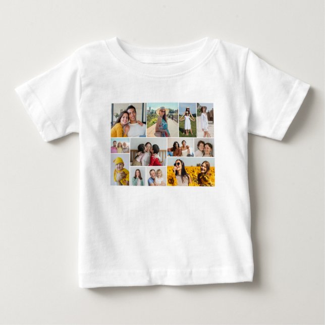 Create Your Own 12 Photo Collage Baby T-Shirt (Front)