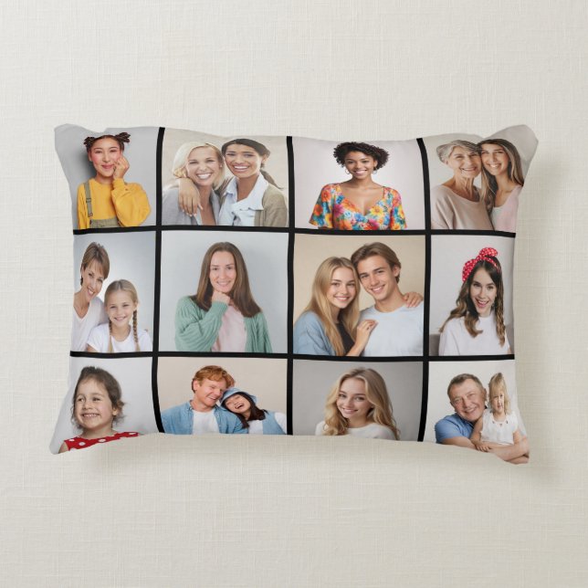 Create Your Own 12 Photo Collage Decorative Cushion (Back)