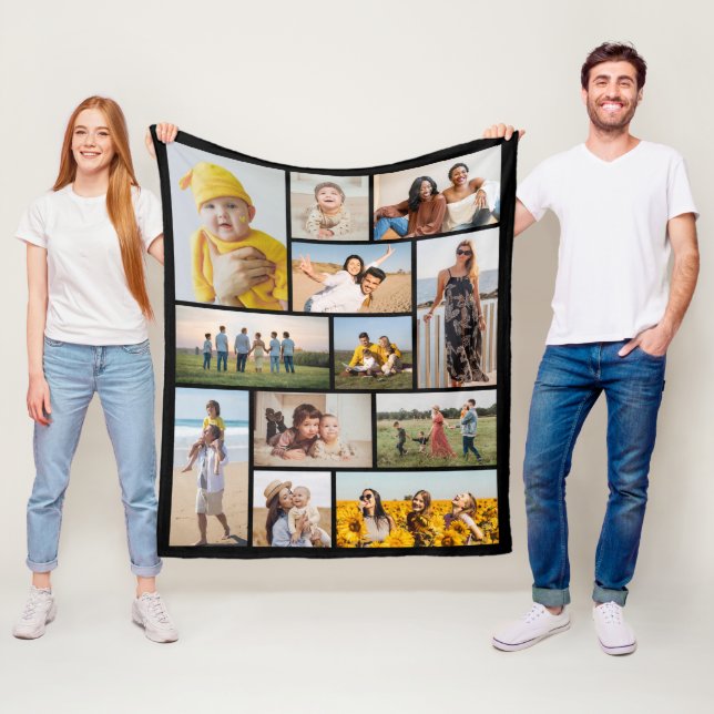 Create Your Own 12 Photo Collage Fleece Blanket (In Situ)