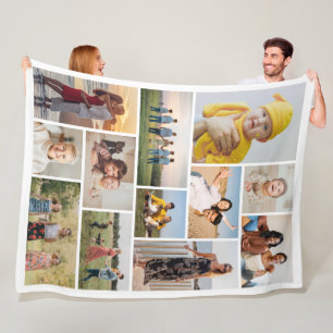 Create Your Own 12 Photo Collage Fleece Blanket