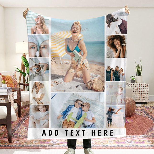 Create Your Own 12 Photo Collage Fleece Blanket (Creator Uploaded)