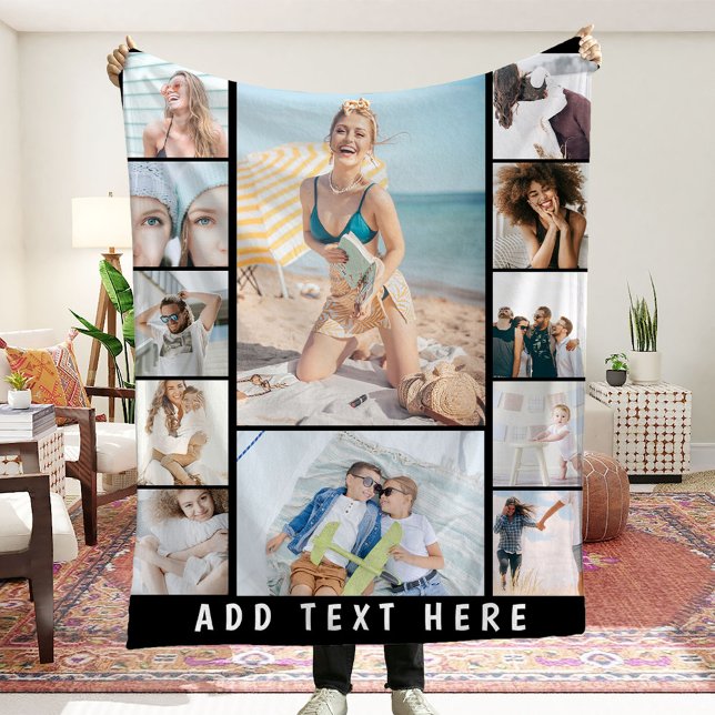 Create Your Own 12 Photo Collage Fleece Blanket (Creator Uploaded)