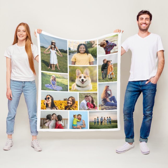 Create Your Own 12 Photo Collage Fleece Blanket (In Situ)