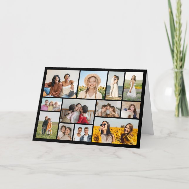Create Your Own 12 Photo Collage Folded Greeting Card (Front)
