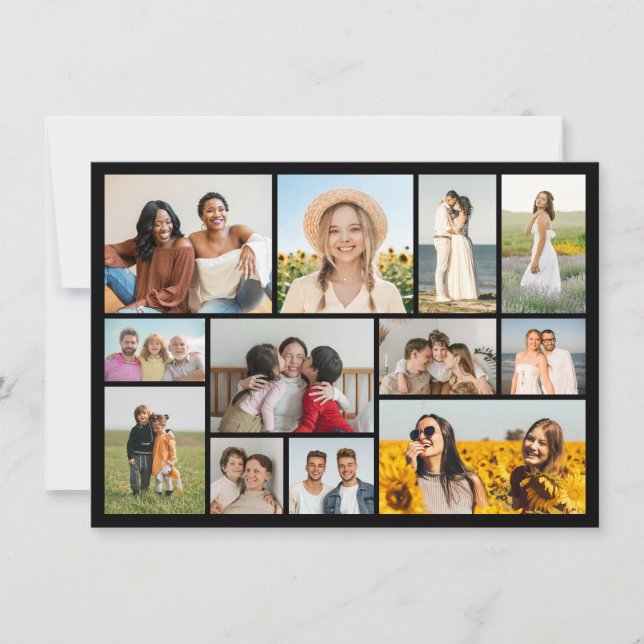 Create Your Own 12 Photo Collage Greeting Card (Front)