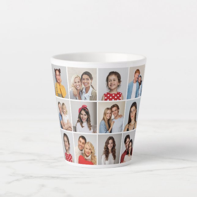 Create Your Own 12 Photo Collage Latte Mug (Front)