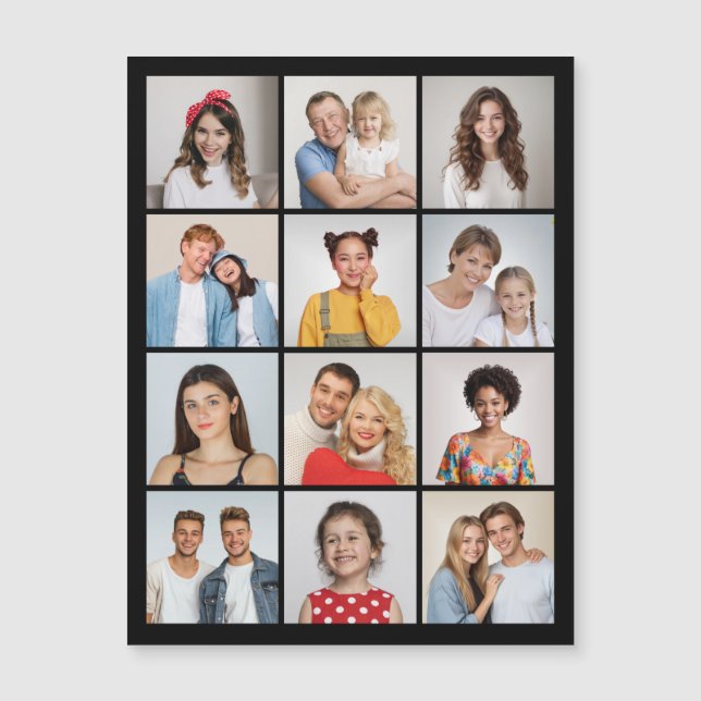 Create Your Own 12 Photo Collage Magnetic Card (Front)