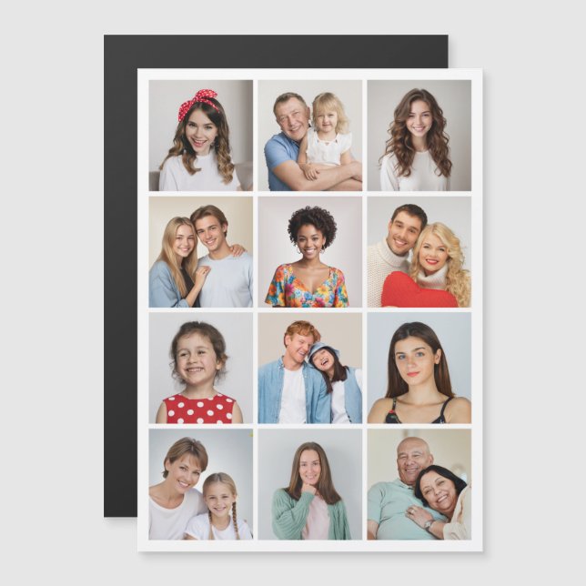 Create Your Own 12 Photo Collage Magnetic Card (Front/Back)