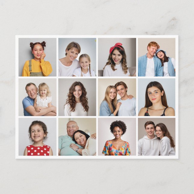 Create Your Own 12 Photo Collage Postcard (Front)