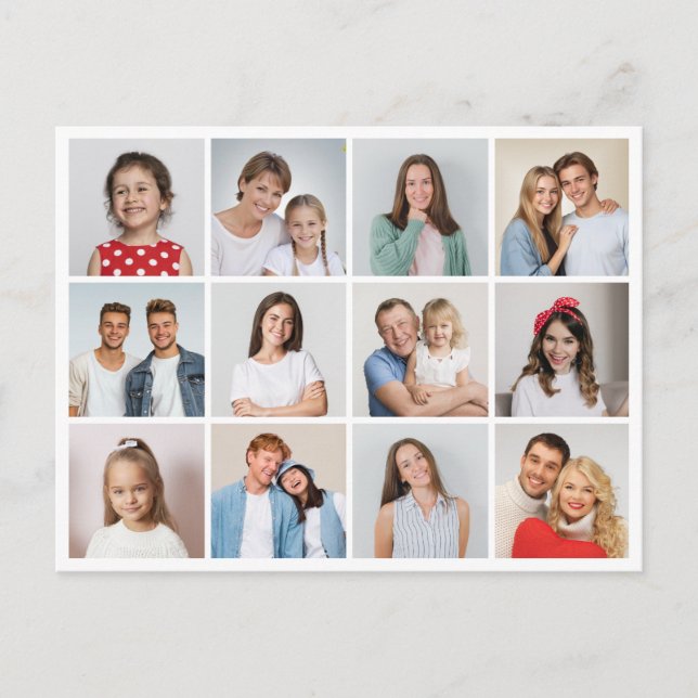 Create Your Own 12 Photo Collage Postcard (Front)