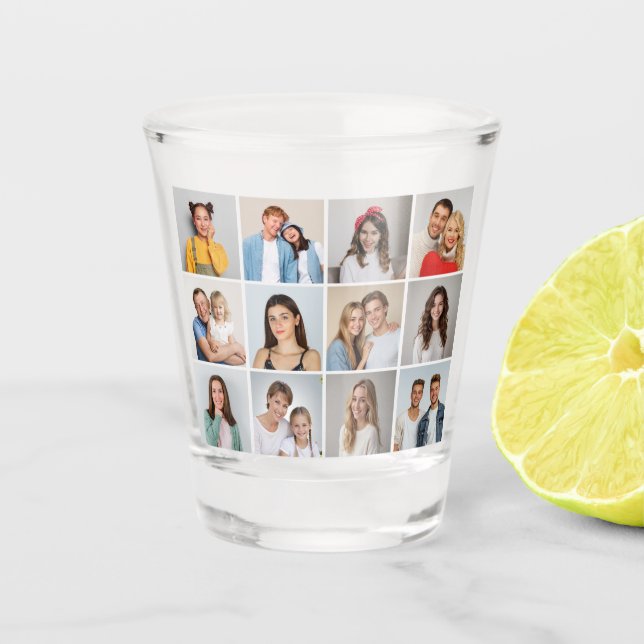 Create Your Own 12 Photo Collage Shot Glass (Front)